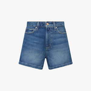 Shorts en jean pour femme de haute qualité, taille haute, coupe large, ourlet cousu, décontractés, pour la gym et l'été, faible MOQ - Product Image 1