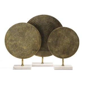 Sculptures circulaires modernes en laiton, art géométrique abstrait, décoration artisanale en métal pour table de salon - Product Image 4