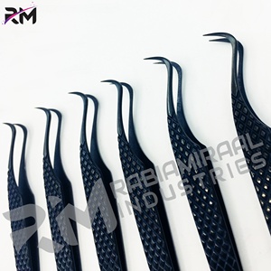 Pince à épiler pour extensions de cils RMI Black Plasma Diamond Grip, en acier inoxydable japonais, étiquette privée, logo personnalisé - Product Image 1