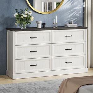 Comò moderno a 6 cassetti per camera da letto o soggiorno armadio in legno con maniglie in metallo organizzatore armadio - Product Image 1