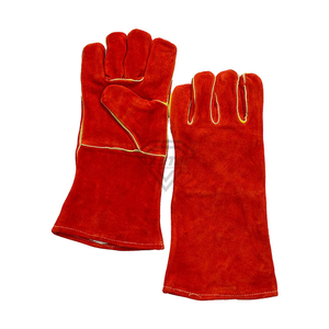 Gants de soudage en cuir de vachette rouge premium, résistants à la chaleur, protection de travail, équipement de sécurité robuste, fournisseur industriel - Product Image 6