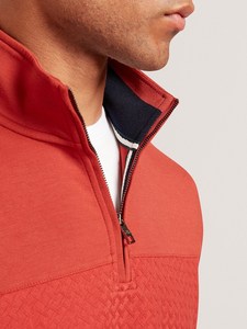 Sweat-shirt sportif pour homme en molleton 100% coton rouge imperméable, col roulé, quart de zip, coupe ajustée, long, hiver - Écologique 350g imprimé - Product Image 2