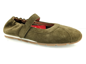 Dlords Zapatos planos Mary Jane de cuero de ante verde oliva para mujer, con punta cuadrada, correa en el tobillo, cómodos, transpirables, informales, para todas las estaciones - Product Image 1