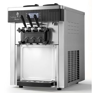 Machine à glace molle professionnelle 2200W à 3 saveurs, modèle de comptoir, rendement 20-28L/H avec 2 bacs de 6L, Série 2020 - Product Image 1