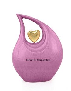 Urnes de table en forme de cœur doré Urnes de crémation décoratives en forme de larme violette pour cérémonie funéraire Urnes de stockage des cendres personnalisées - Product Image 2