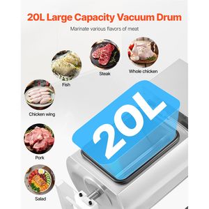 Marinatore Sottovuoto Commerciale in Acciaio Inox da 20L con Rotazione Bidirezionale a 3 Velocità per Invecchiamento di Salsicce e Carne - Product Image 2