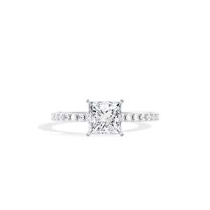 Princess Cut Diamond Engagement Ring Pave Setting Prong floral Women's Fine Jewelry IGI Certified - Product Image 1