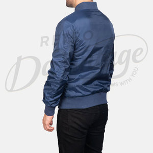 Blouson Bomber Homme Bleu Marine Personnalisé Léger Coupe-Vent Décontracté Style Aviateur Coupe Slim Zippé Extérieur - Product Image 6