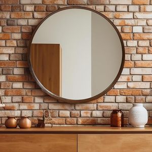 Round Shatterproof Matte <b>Black</b> Aluminium Frame Modern Bathroom Vanity Wall <b>Mirror</b> - Product Image 3