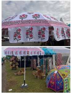 Hand Block Printed Parasols Floral Block Big Garden Umbrella for Decoration <b>Sun</b> <b>Shade</b> Eco Friendly Material for Hotel Resort B2B - Product Image 4