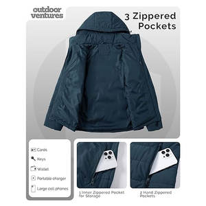 Chaqueta Acolchada con Capucha para Mujer, Impermeable, Ligera, con Cierre Completo, Abrigo de Invierno Acolchado, Parka para Clima Frío, Informal y Moderna - Product Image 4