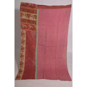 Handmade Indian Kantha <b>Quilt</b> Vintage Floral Print Cotton <b>Throw</b> Boho Eco Friendly Reversible Bedspread - Product Image 2