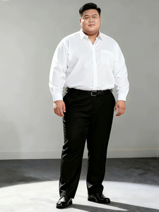 Camisas Sociales de Manga Larga para Hombre, Tallas Grandes 10XL 11XL, Camisa Formal de Trabajo, Sarga Lisa, Oficina, Fiesta, Bolsillo Único, Tallas Grandes 45-155KG - Product Image 4