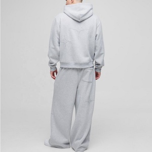 ชุดวอร์มผ้าฝ้าย100% มีฮู้ดผ้าบ็อกซี่สตาร์ไซส์ใหญ่พิเศษดีไซน์แบบสีทึบสำหรับฤดูหนาว - Product Image 2