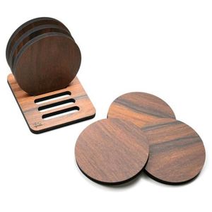 Natural Wood <b>Drink</b> Coaster Set, Handmade Table Coasters for Coffee Cups, Tea Mugs, Glasses and Home Décor - Product Image 2