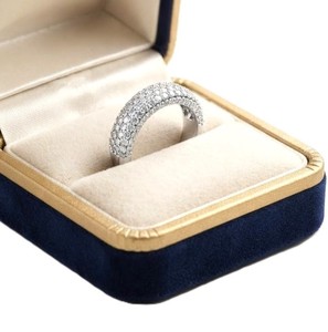 Anillo de Boda de Oro Sólido de 10K, 14K, 18K con Diamantes Cultivados en Laboratorio, Corte Redondo, Estilo Pave, Media Eternidad, Certificado IGI, Joyería Nupcial de Lujo - Product Image 6