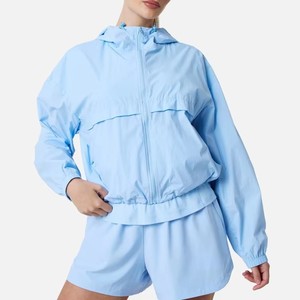 Ensemble de survêtement à capuche pour femme, manches longues, couleur unie, coupe ample avec poches latérales, polyester léger, style sportif d'été - Product Image 5