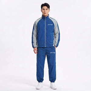 Ensemble survêtement coupe-vent en nylon personnalisé OEM ODM avec logo imprimé, veste zippée et pantalon 2 pièces, séchage rapide, à capuche, décontracté pour homme - Product Image 2