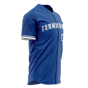 2026 New Custom Men Baseball Jersey Team Name Number Print Blue Polyester Button <b>Down</b> Sport Apparel - Product Image 4