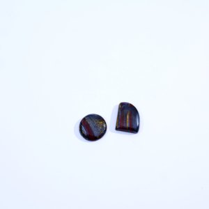 Ensemble de cabochons minéraux en agate tigre naturelle, formes irrégulières, pierres précieuses rayées rouge, or et noir, taille libre pour la fabrication de bijoux - Product Image 4