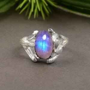 Oval Rainbow Moonstone 925 Sterling <b>Silver</b> IGI Certified Luxury Statement <b>Ring</b> Handmade Gemstone Jewelry for Party Occasions - Product Image 2