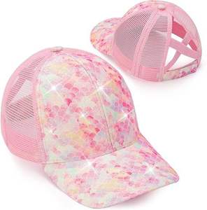 Girls Sequins Baseball Cap Adjustable Ponytail Hole Breathable Casual <b>Hat</b> for Children Spring Summer - Product Image 2
