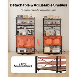 Scaffale da Cucina a X con 12 Ganci a S, Cavo di Alimentazione da 1,5 m, Supporto e Ripiani per Prese Elettriche - Product Image 6