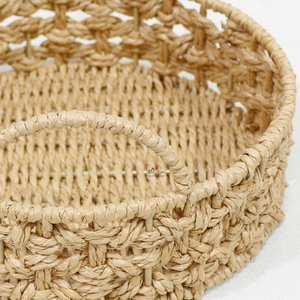 Natural Water Hyacinth Serving Tray Handwoven Round <b>Bread</b> Fruit <b>Basket</b> Eco-friendly - Product Image 3