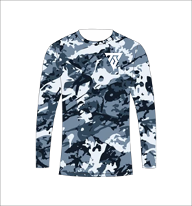 เสื้อกีฬาแขนยาวลายพรางสีน้ำเงินสำหรับผู้ชาย เสื้อวิ่งรัดรูป เสื้อยืดออกกำลังกาย เสื้อยืดฝึกซ้อม เสื้อยืดลายพรางสำหรับกิจกรรมกลางแจ้ง - Product Image 2