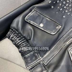 Chaqueta Safari de Invierno para Hombre, Servicio OEM, Cuero Genuino Recubierto, Cuello Alto, Impermeable, Denim Teñido Liso, Patrón Estándar - Product Image 5