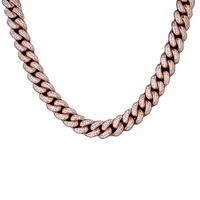 Cadena de eslabones cubanos Miami de oro blanco chapado en oro de 10/14/18 quilates de 12 mm, personalizada al por mayor, de 16-24 pulgadas, con moissanita totalmente engastada.