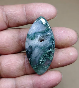 Cabochon d'agate mousse de qualité supérieure, pierre précieuse taillée en marquise, quartz vert et blanc poli, pierre lâche pour la fabrication de colliers et de bijoux - Product Image 4