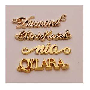 Custom Fashion Logo Charm Making Accessories Hardware Metal Embossed <b>Name</b> <b>Plate</b> - Product Image 1