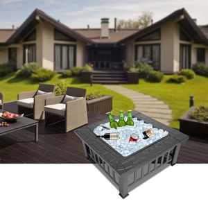 Moderno Tavolo Quadrato Nero in Metallo per Braciere da Esterno Senza Fumo per Patio - Product Image 5