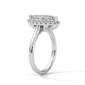 Anillo de Oro Blanco Sólido de 14K de Alta Calidad con Certificado GRA, Corte Marquesa, Diamante Cultivado en Laboratorio, Halo, Joyería de Compromiso, Boda - Product Image 3