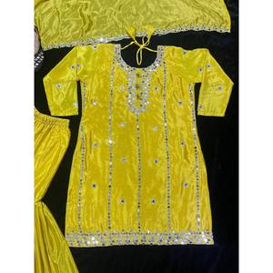 Designer Party Wear Satin <b>Top</b> Sharara Dupatta in Fancy Style - Product Image 1