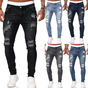 Nuevos Jeans para Hombre, Estilo Europeo Americano, Casual, Ajustados, Diseño Rasgado, Pantalones Vaqueros Combinables con Todo, Talla Pequeña, Importados - Product Image 5