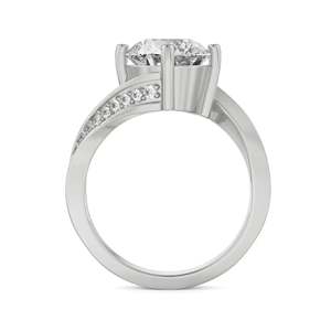 Anillo de Compromiso y Boda de Moissanita Clásico con Estilo Flotante Único, Banda Curva con Acentos Pavé, Plata de Ley Premium, Joyería de Lujo - Product Image 3
