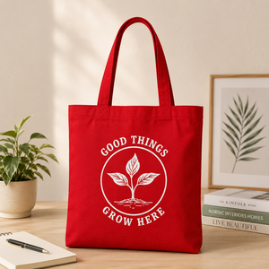 Red <b>Canvas</b> <b>Tote</b> Bag with Letter Print Large Beach Use Groceries Bag Hand Length Handle - Product Image 4