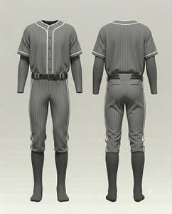 Men's Baseball Uniform Set Striped Polyester Jersey Pants Button Closure Belted Regular Fit All Seasons Adult Sport Wear - Product Image 1