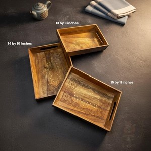 Multipurpose Wooden Serving Tray for <b>Home</b> Hotel and Cafe Decorative Trays - Product Image 3