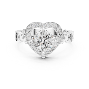 Bague de fiançailles de luxe en alliage de moissanite en forme de cœur avec halo, plaquée or jaune, aspect diamant, pour femme, idéale pour les fêtes - Product Image 4