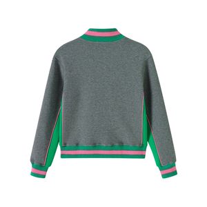 AKA Charcoal Grey Air Tech Fleece Warm Up <b>Jacket</b> Green <b>Pink</b> Trim Women's Athletic Track <b>Jacket</b> Casual Sportswear - Product Image 2