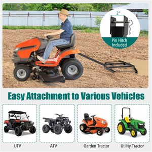 Erpice a traino per impieghi gravosi da 74 pollici con capacità di carico di 80 libbre, attrezzo di livellamento trainabile per macchine agricole, ideale per vialetti, giardini e fattorie - Product Image 4