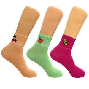 Calcetines tobilleros de mujer con bordado de frutas de dibujos animados, divertidos calcetines estampados con frutas - Product Image 1