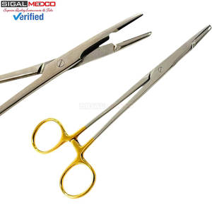 ที่จับเข็ม TC Olsen Hegar ขนาด 6.5 นิ้ว พร้อมหัวทังสเตนคาร์ไบด์ ด้ามจับสีทอง แบบวงแหวน ล็อคด้วยระบบแร็ทเช็ต ทำจากสแตนเลสสตีล สำหรับการผ่าตัด - Product Image 6