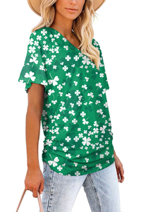 T-shirts décontractés pour femmes grande taille en toile 100 % polyester de haute qualité, col en V, motif uni, personnalisables, anti-boulochage, séchage rapide - Product Image 6