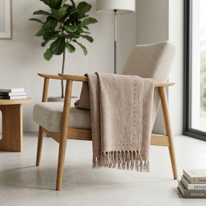 Line Throw <b>White</b> Woven Soft Fabric Solid Long Lightweight Decorative Throw Blanket Home Textile Scarves Shawls <b>Sofa</b> <b>Bed</b> Coverlet - Product Image 3