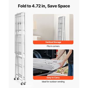 Scaffale Pieghevole a 4 Ripiani 36L X 21P X 60A Pollici, Organizzatore con 5 Ruote, Unità di Stoccaggio Senza Necessità di Montaggio per Spezie - Product Image 5