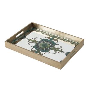 Wholesale Luxury Rectangular Wood Enamel Finished Dining Tray Bulk Hotel Serving Platter Elegant Patterned Tableware - Product Image 1